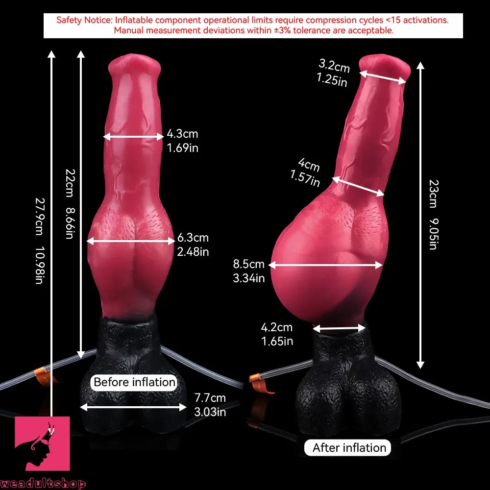 10.98in Dog Knot Ejaculating Inflatable Soft Silicone Dildo For Cock Sex