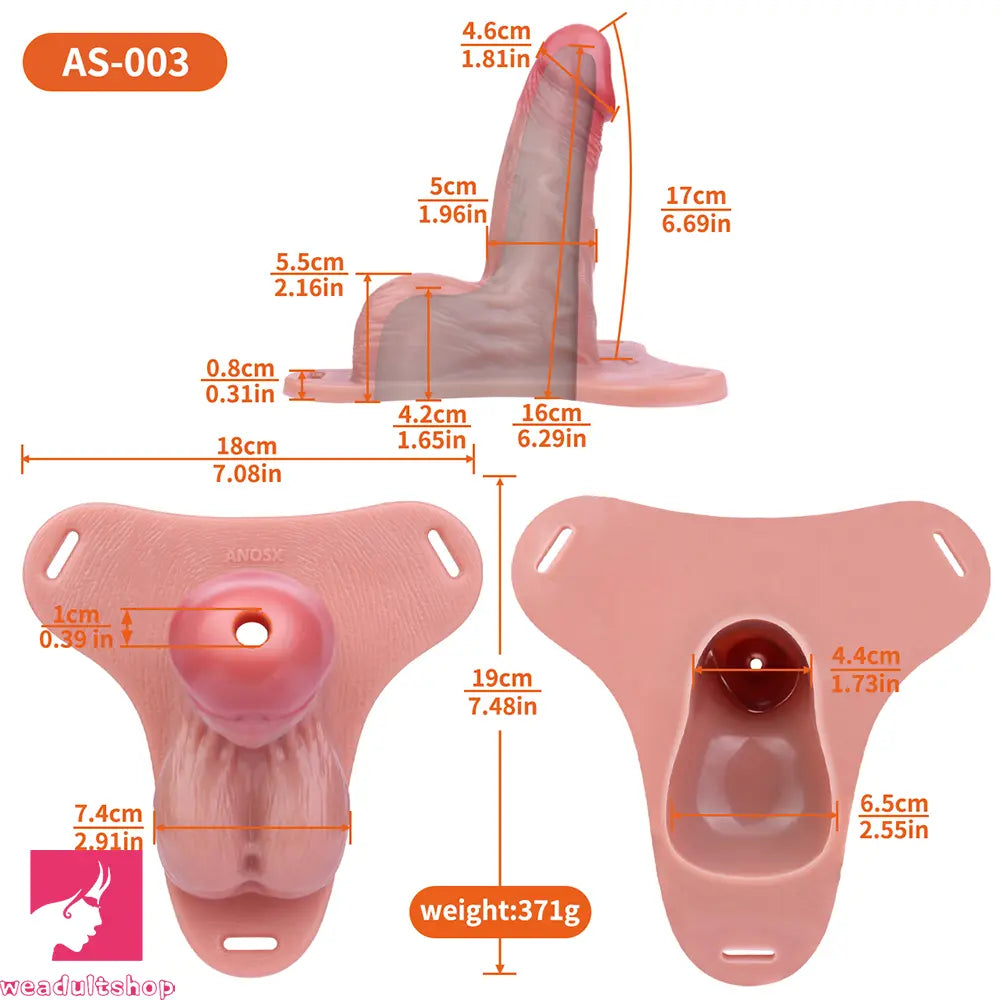 6.69in Strap on Lifelike Hollow Silicone Cock Cage Dildo Chastity Dildo