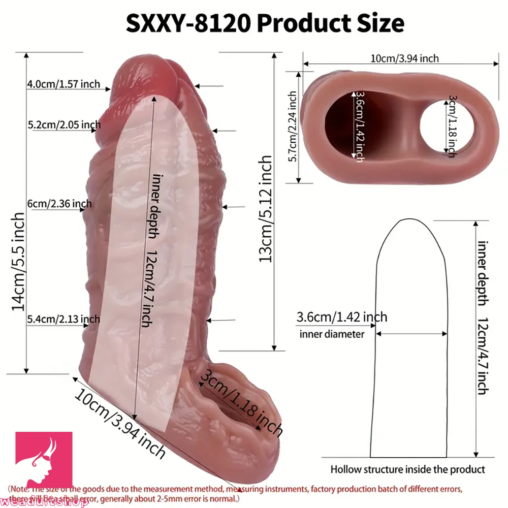 5.5in 6.3in 6.57in 6.6in 6.7in Silicone Penis Dildo Sleeve With Penis Ring
