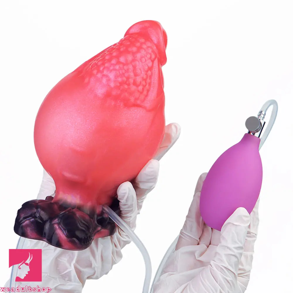5.12in Fantasy Spiked Silicone Soft Inflatable Spraying Water Dildo For Sex