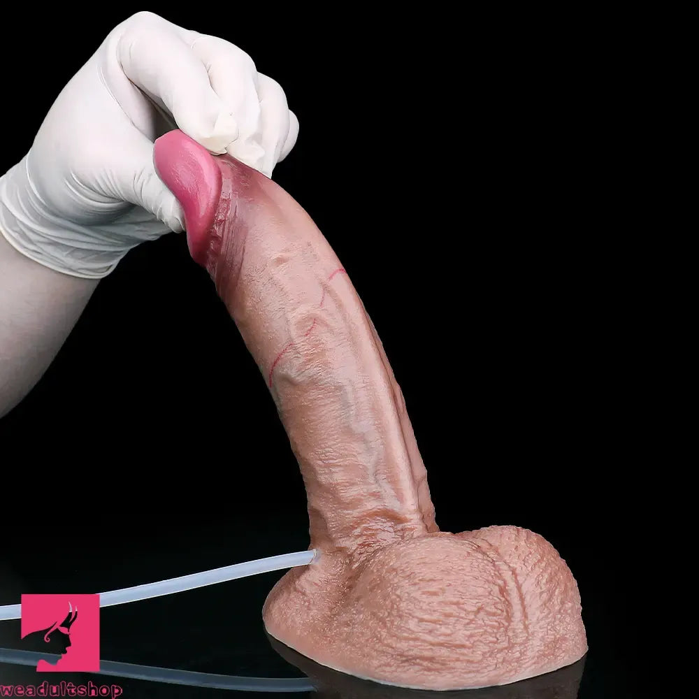 7.24in Double Density Silicone Soft Ejaculating Real Simulation Cock Dildo