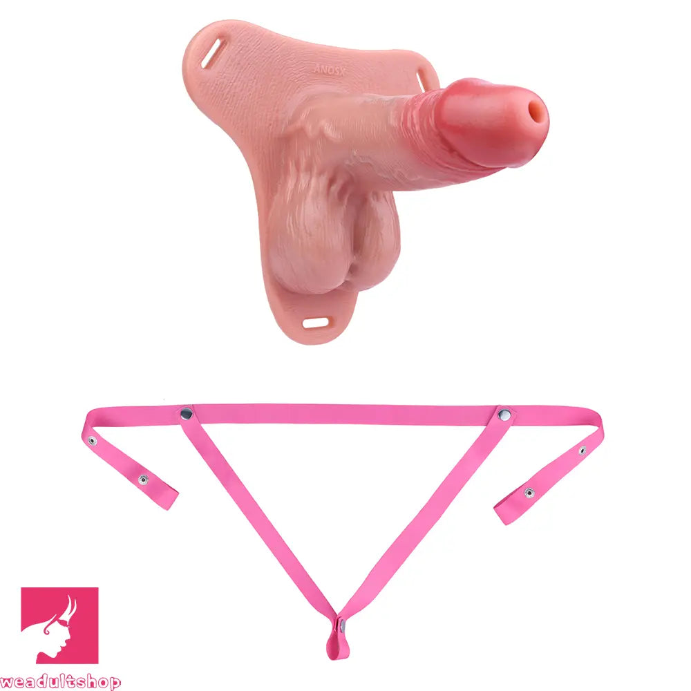 6.69in Strap on Lifelike Hollow Silicone Cock Cage Dildo Chastity Dildo
