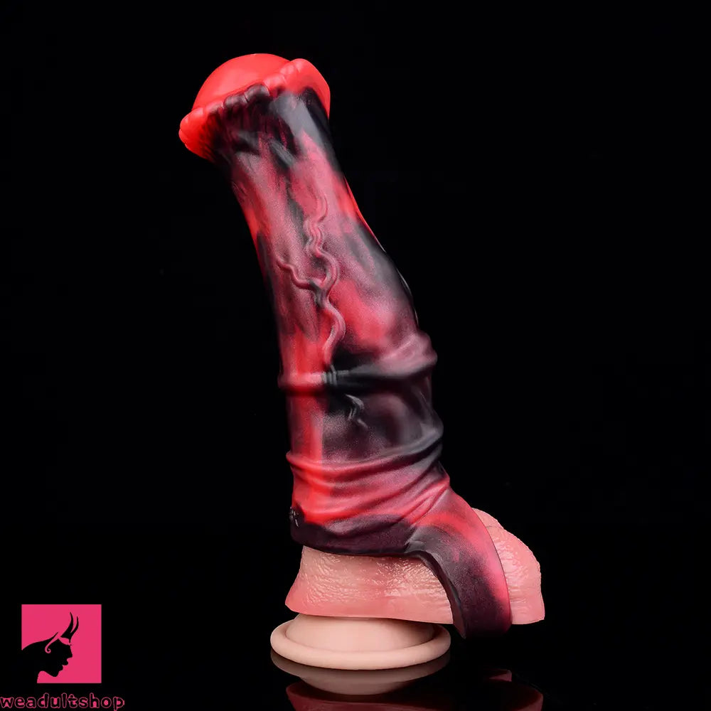 5.58in 7.17in Silicone Horse Penis Sleeve Cock Ring Hollow Vibrating Dildo