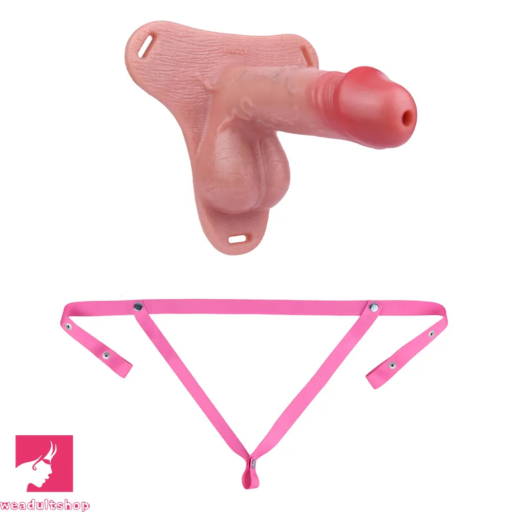 7.48in Strap on Hollow Soft Silicone Cock Cage Dildo For Chastity Toy