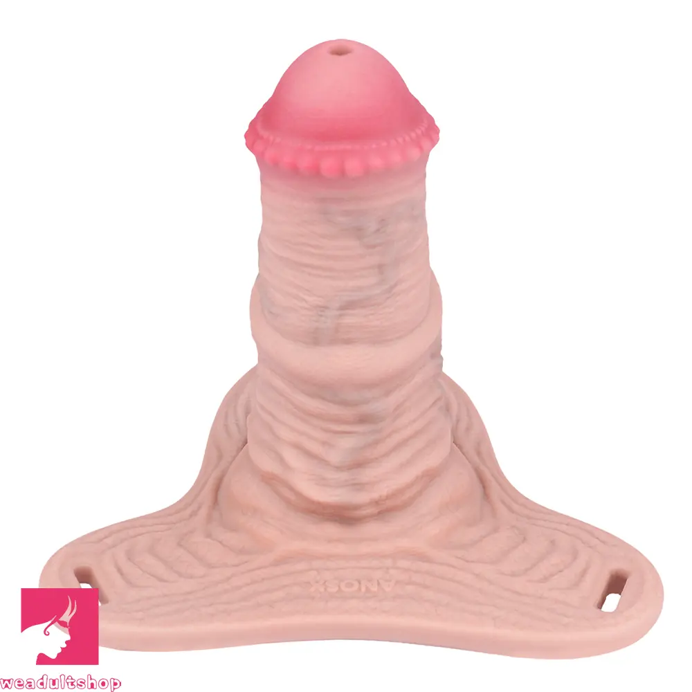 5.7in Silicone Horse Penis Male Cage Strap on Chastity Dildo With Lock