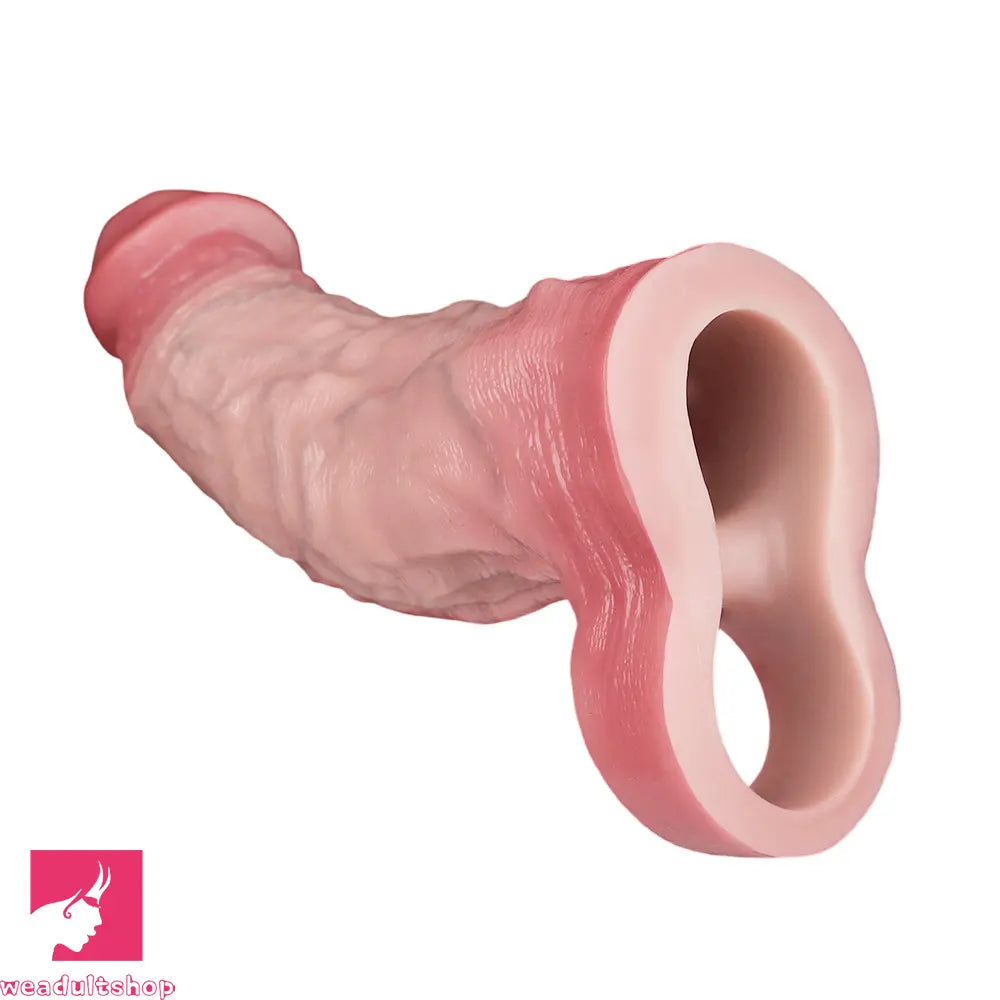 8.78in Realistic Penis Cock Dildo Sleeve Extender Vibrating Remote Sex Toy