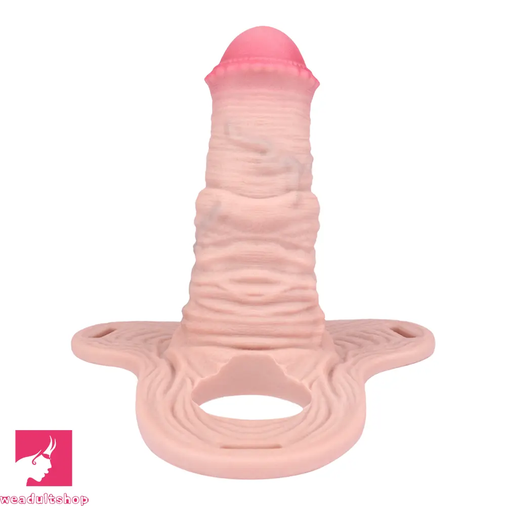 5.7in Silicone Horse Penis Male Cage Strap on Chastity Dildo With Lock