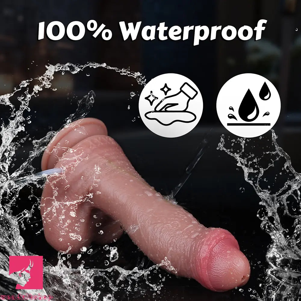 9.44in Realistic Uncut Ejaculating Soft Strap on Dildo Real Touch Female Toy