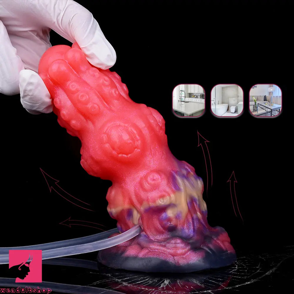 5.91in Fantasy Weird Silicone Soft Inflatable Spraying Water Dildo For Sex