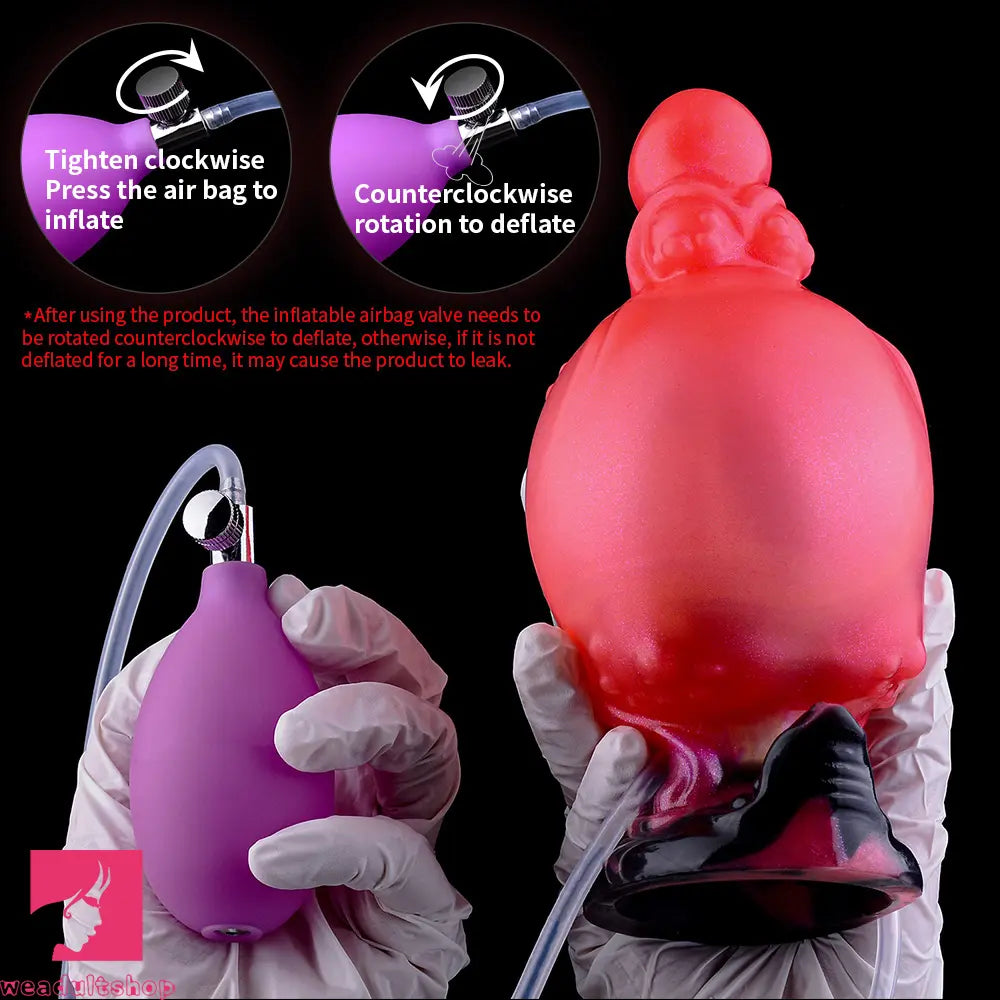 5.91in Odd Knot Spiked Silicone Soft Inflatable Spraying Squirting Real Dildo