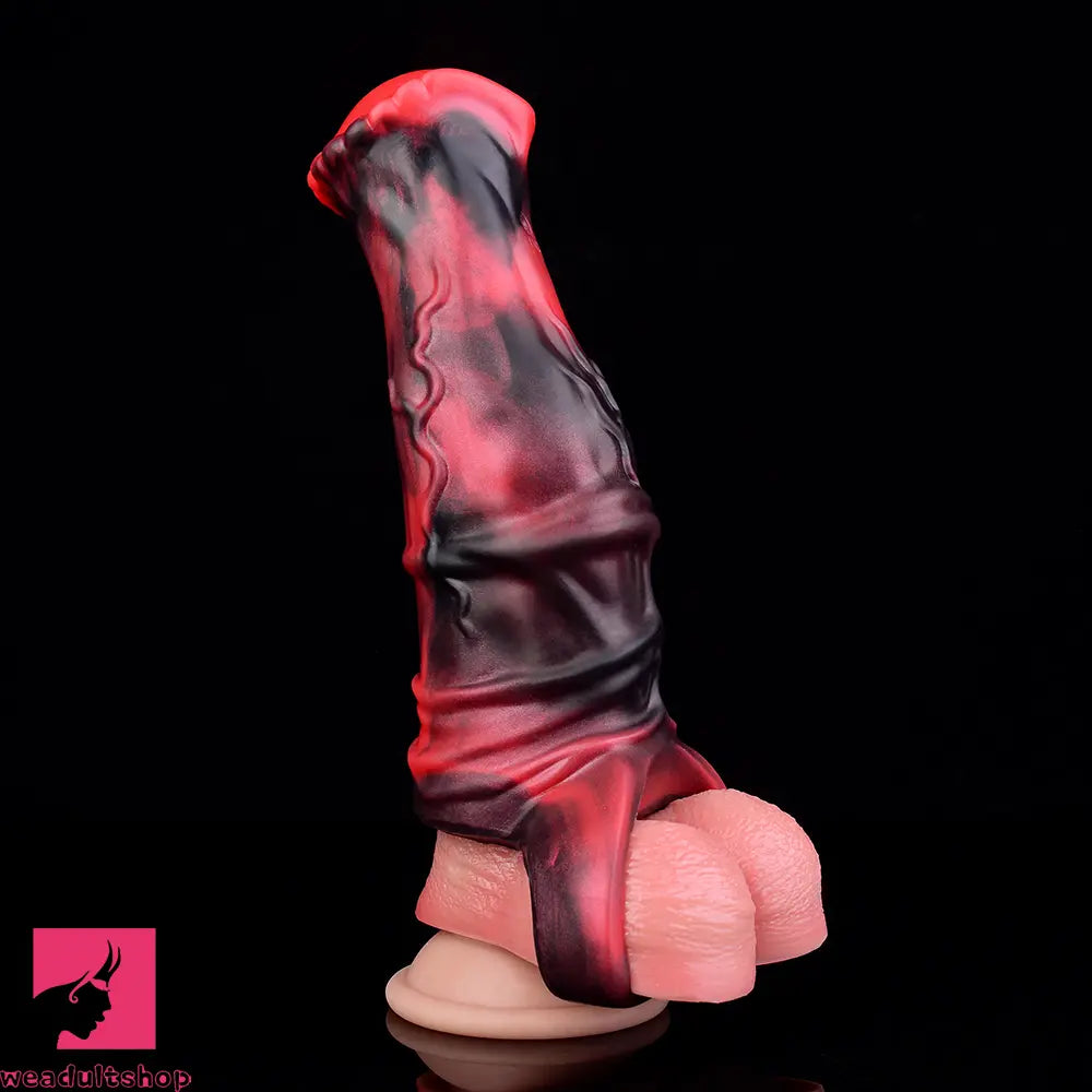 5.58in 7.17in Silicone Horse Penis Sleeve Cock Ring Hollow Vibrating Dildo