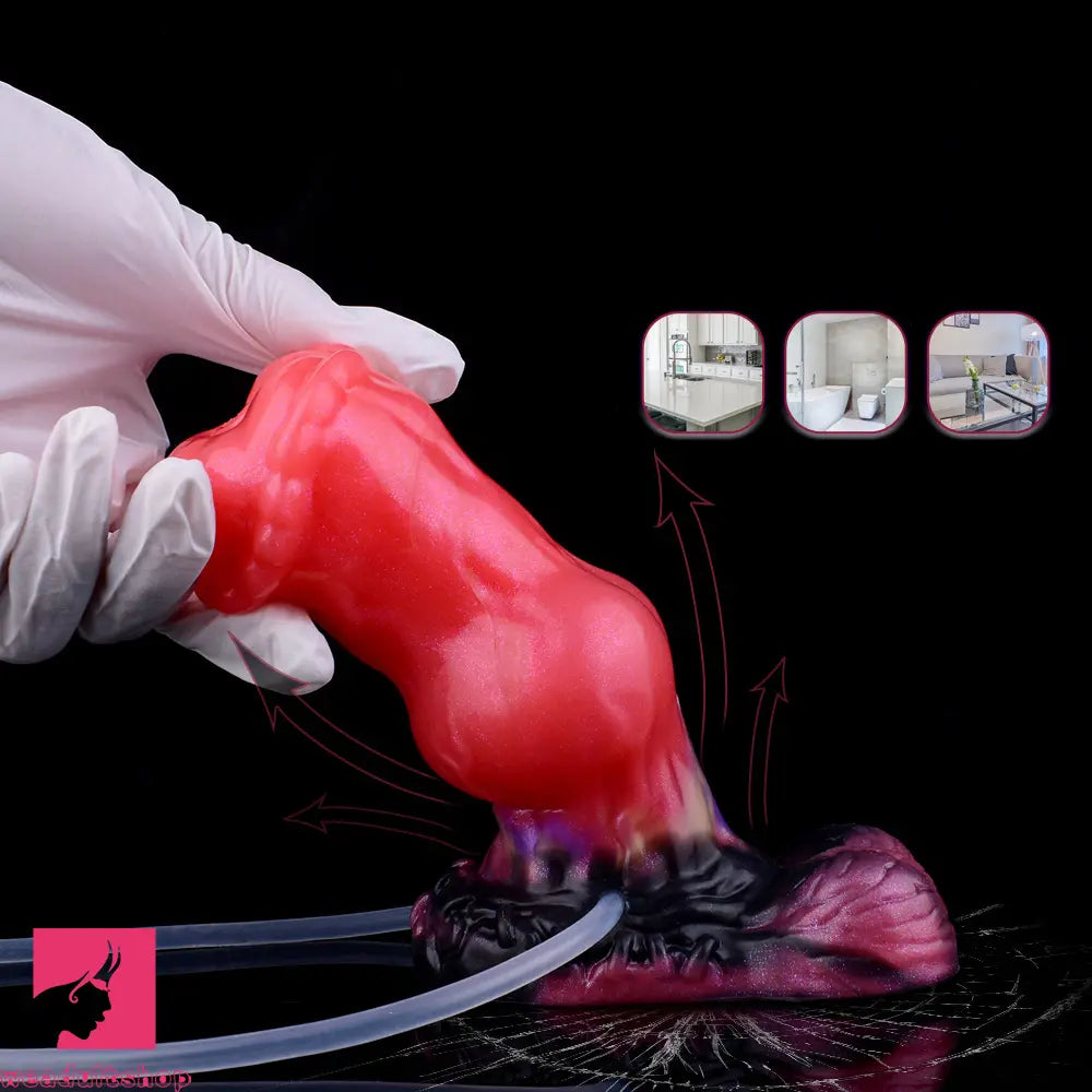 5.43in Fantasy Horse Knotted Silicone Flexible Inflatable Spraying Water Dildo