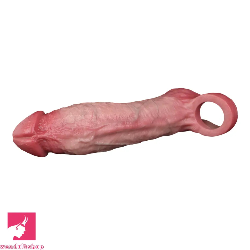 7.91in Realistic Penis Dildo Cock Sleeve Extender Vibrating Remote Cock Toy