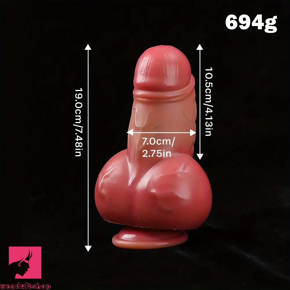 7.48in Thick Short Phallic Silicone Soft Real Dildo With Useful Suction Cup