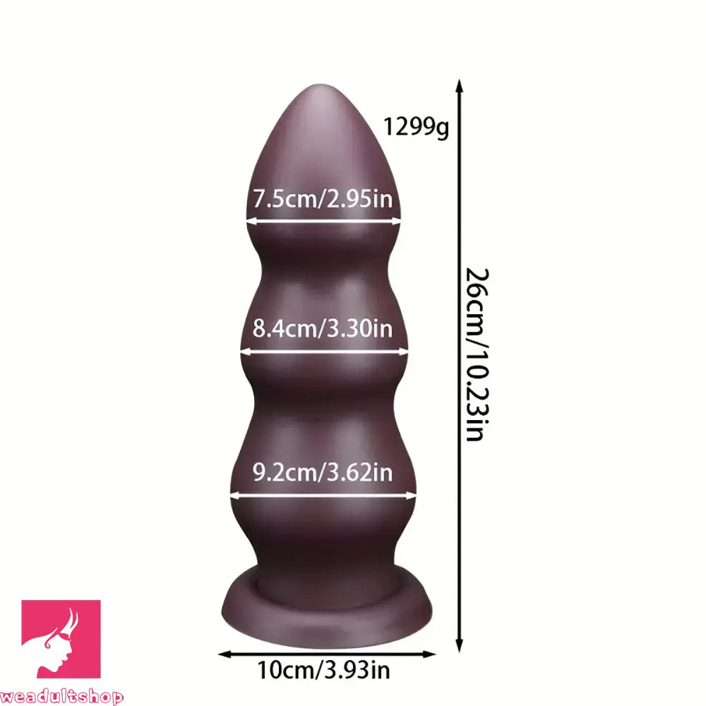 7.08in 8.46in 10.23in 12.2in Chocolate-Colored Silicone Soft Smooth Dildo