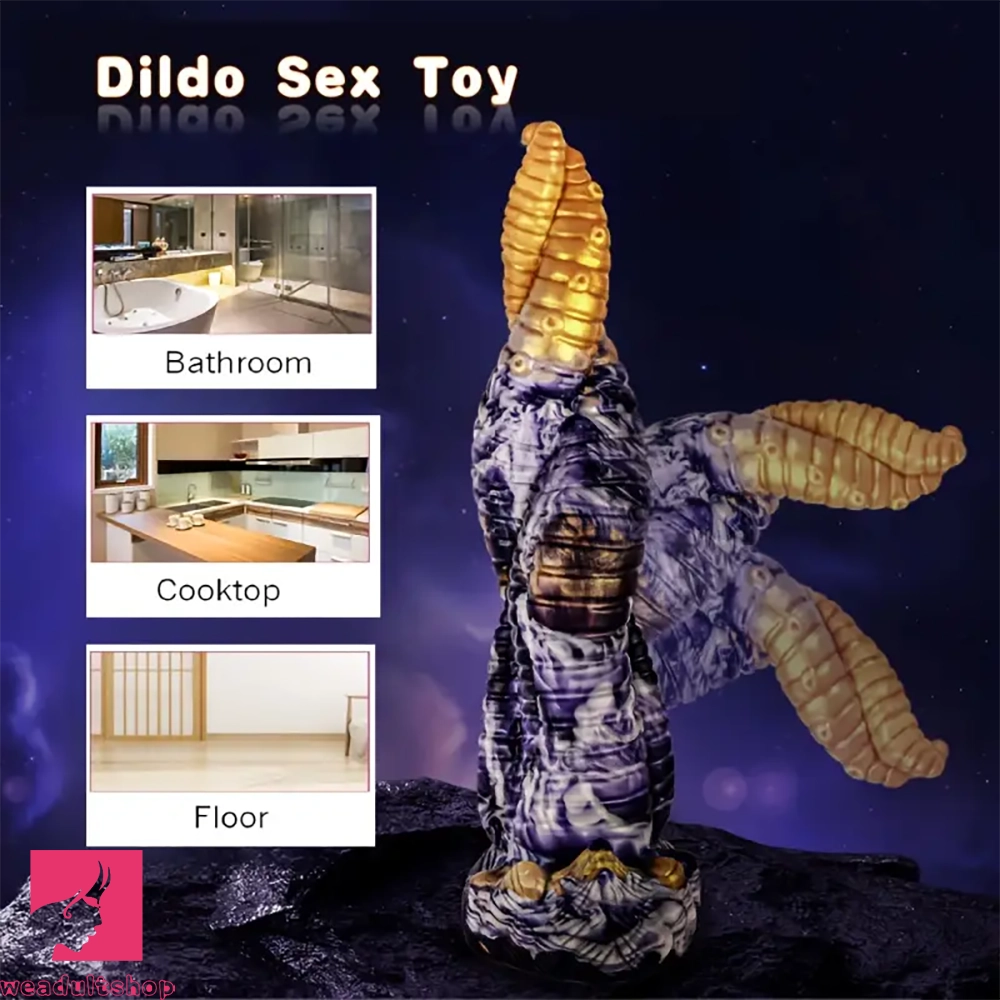 9.84in Striped Silicone Penis Realistic Spiral Fantasy Tentacle Cock Dildo