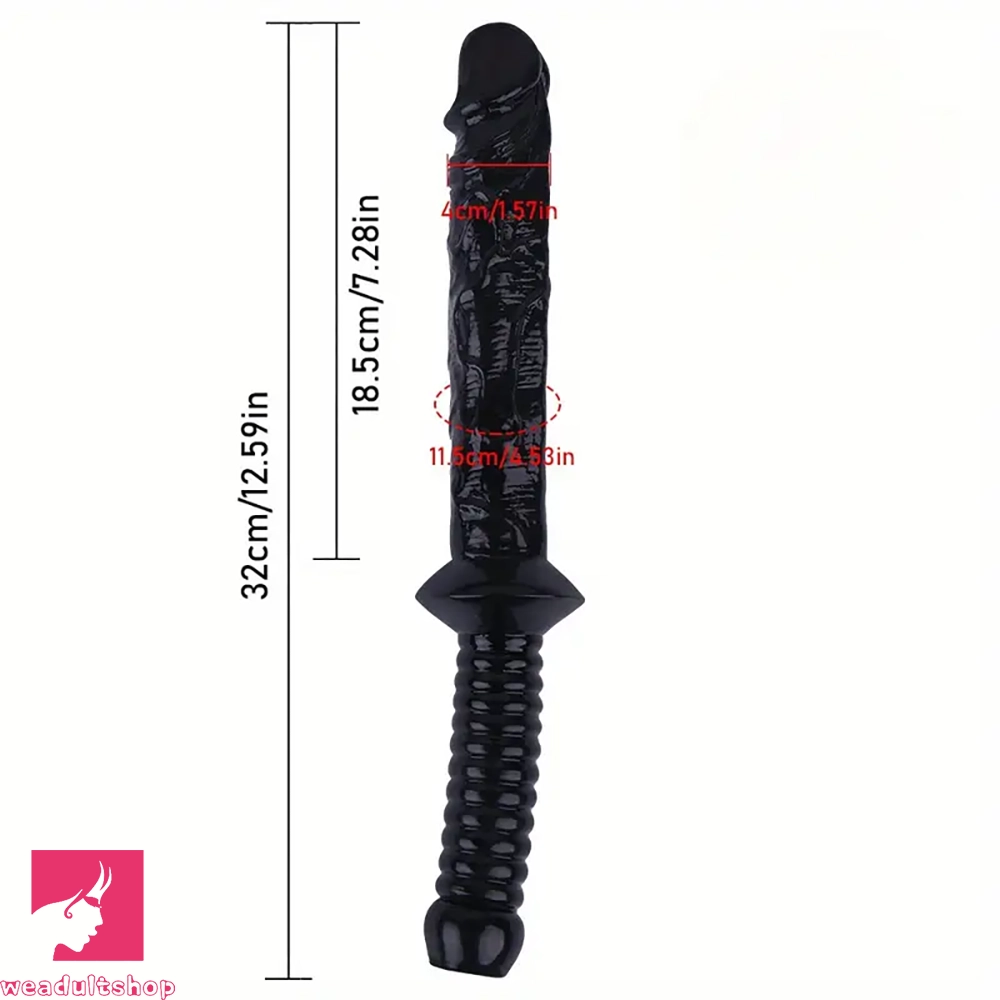12.59in Extra Large Dual-Headed Handheld Solid Color Realistic Clit Dildo