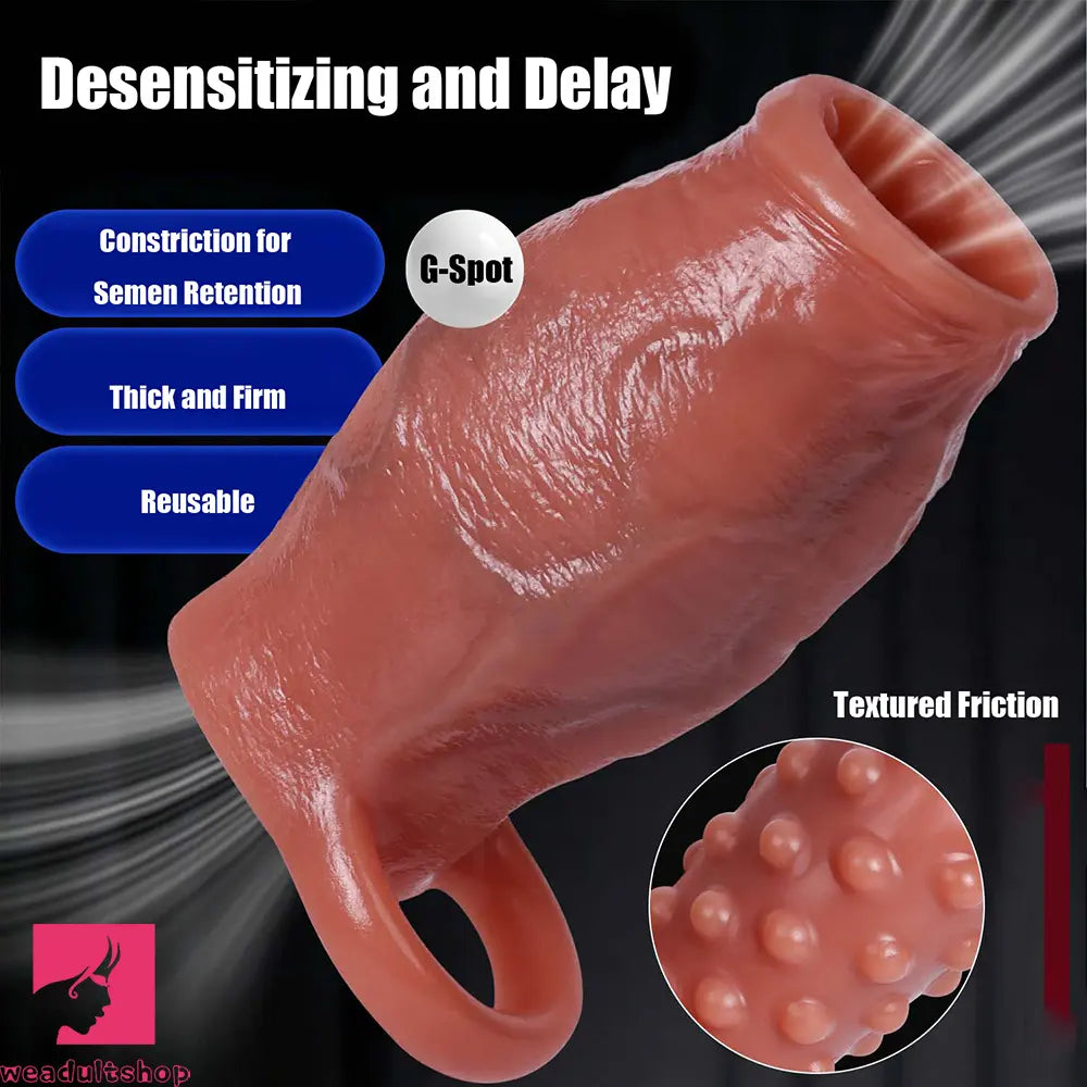 3.15in 3.54in 3.94in Realistic Veins Dildo Sleeve With Cock Ring Hollow Design