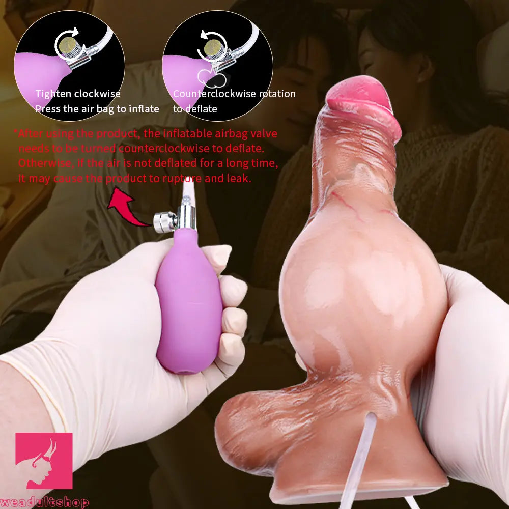 8.22in Inflatable Squirting Soft Silicone Cock Dildo Realistic Penis Cock Toy