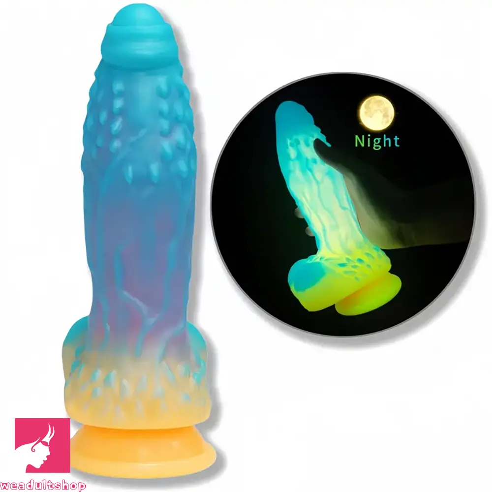 6.92in Glow-in-the-Dark Realistic Silicone Soft Uncut Color Dildo