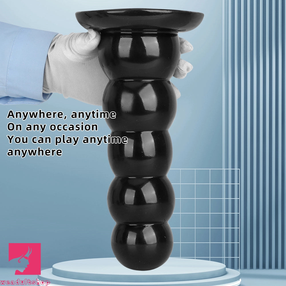 7.08in 9.05in 10.62in Black Beads Tower Five Bead Big Anal Plug Cock Dildo