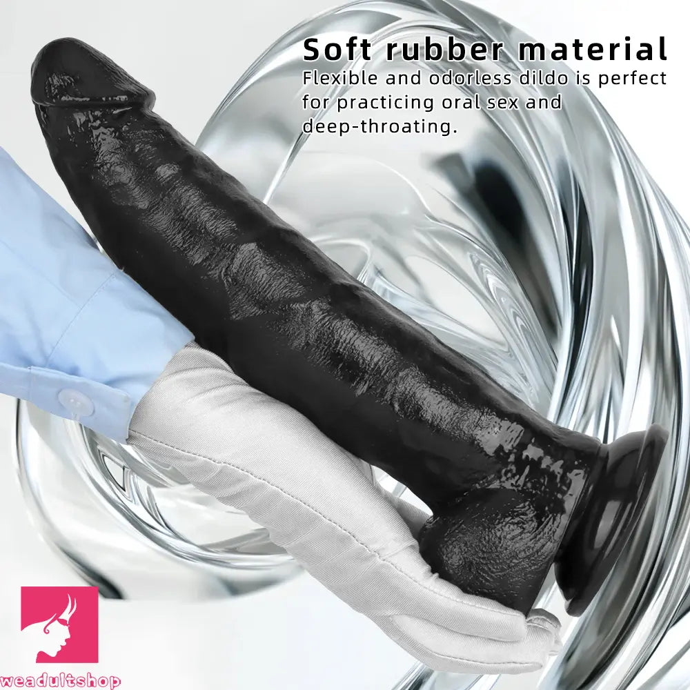 12.2in Big Black PVC Cock Dildo Suction Cup Hand-Free Play Gay Sex Toy