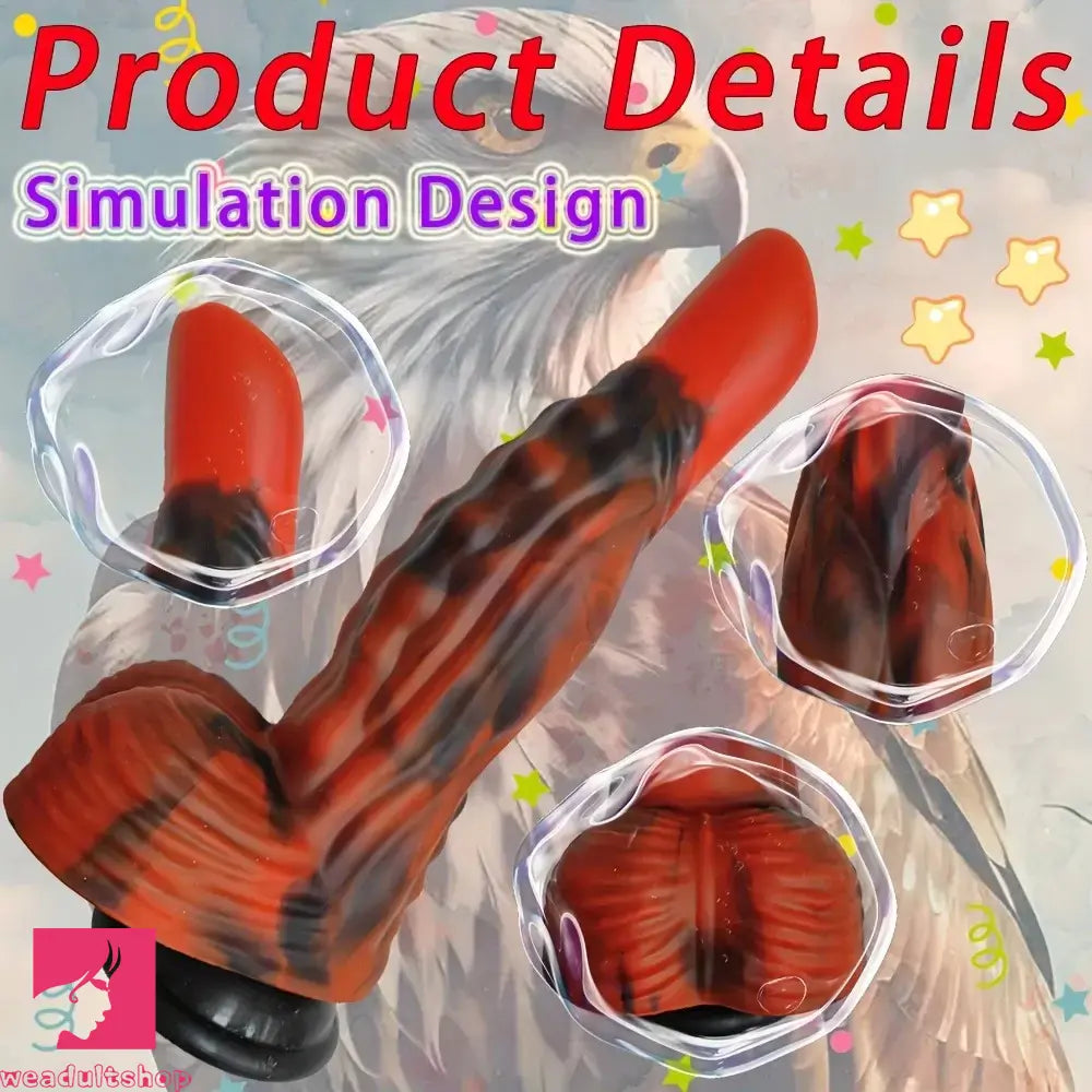 9.25in Monster Eagle Dreamy Black Red Fantasy Thick Silicone Odd Dildo