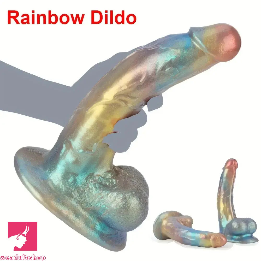 8.46in 9.84in Realistic Rainbow Fantasy Monster Soft Silicone Cock Dildo