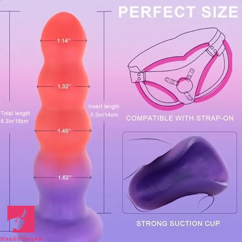 6.3in Silicone Cock Butt Soft Anal Beads Anal Trainer Dildo Masturbator