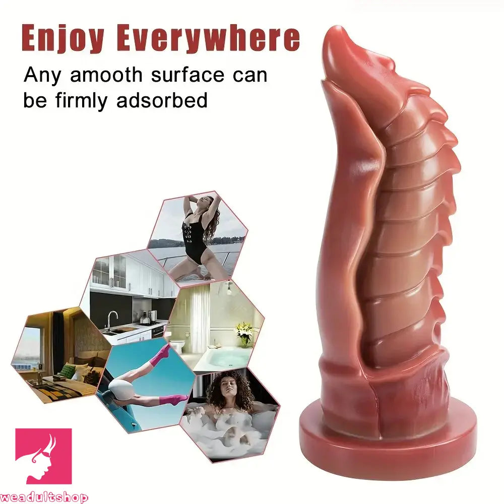 8.66in Ergonomic Beetle Gradient Scales Silicone Dildo Couple Masturbator