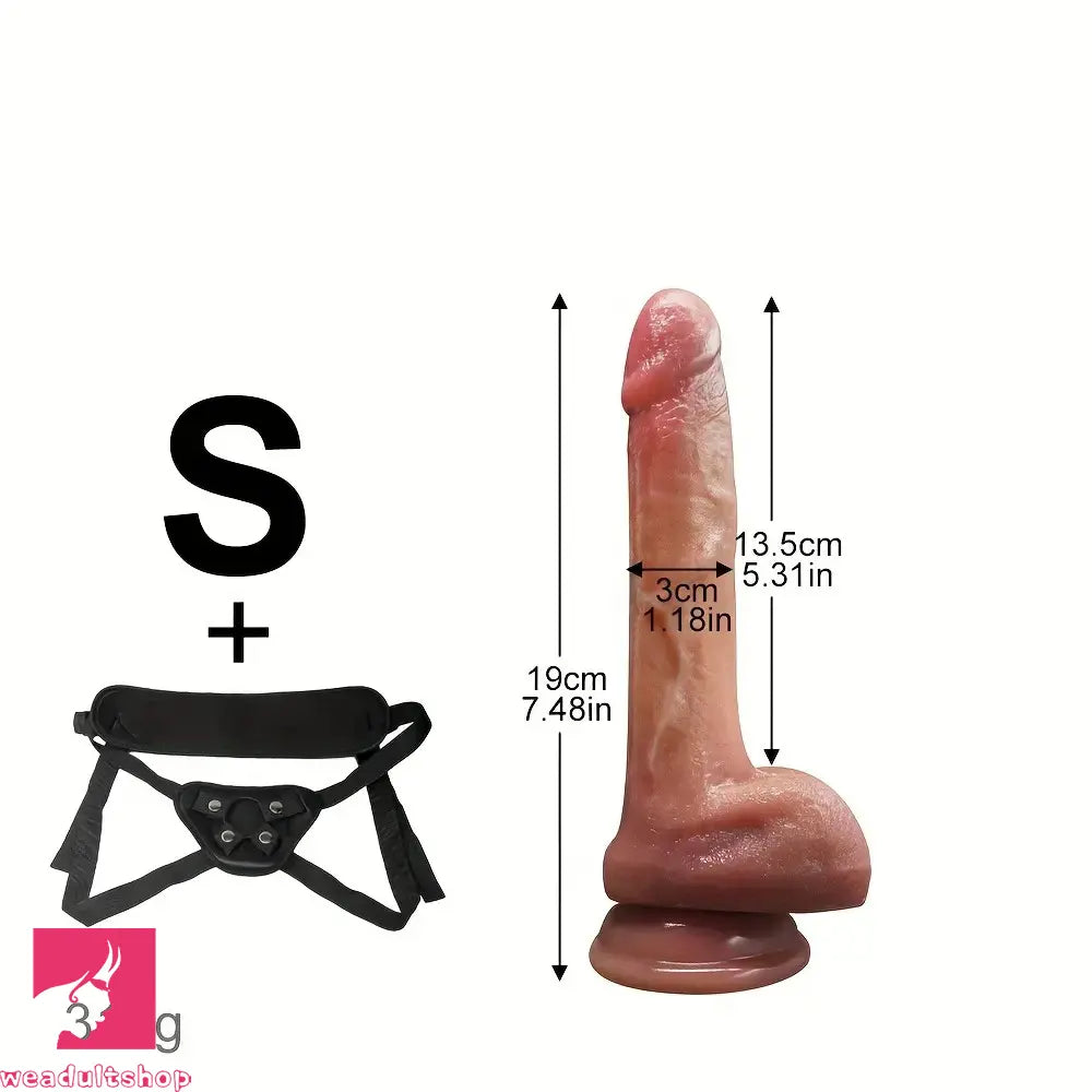 7.48in 8.66in 11.02in 13.38in Wear Pants Thick Realistic Soft Strap On Dildo