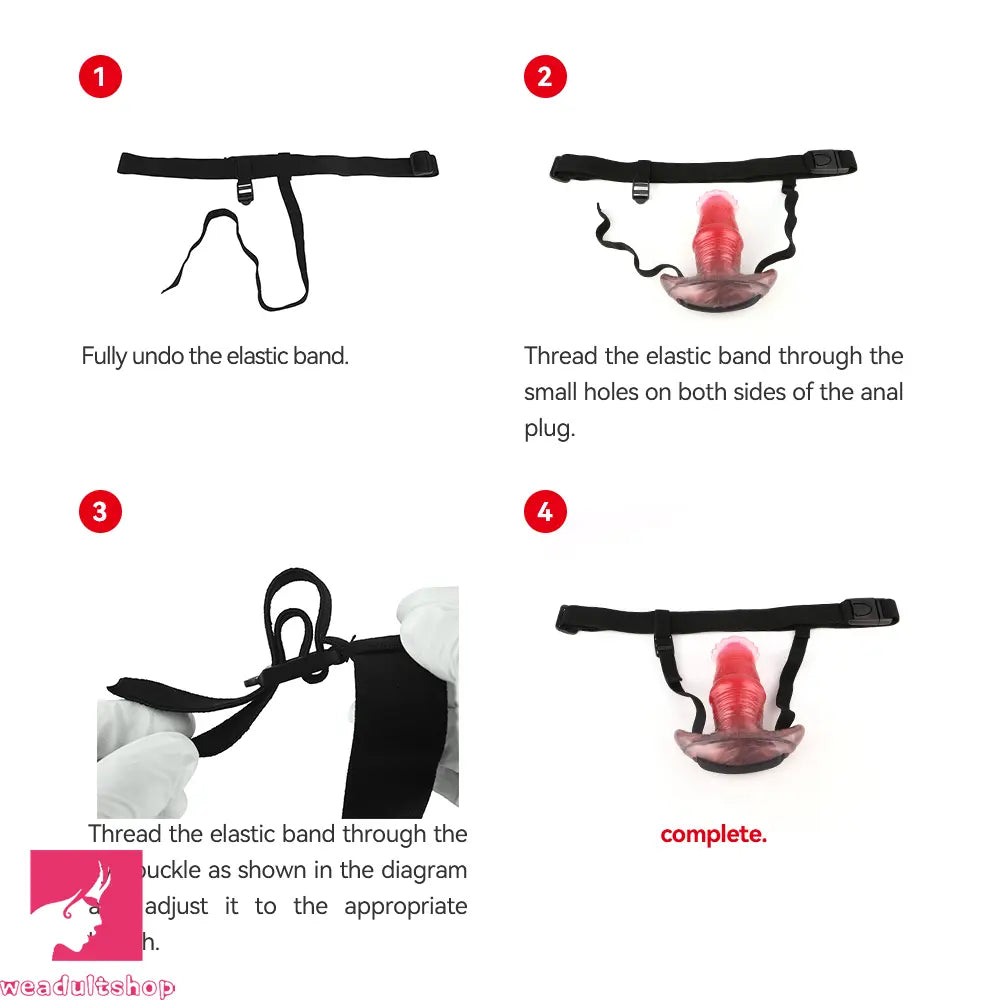 2.91in-8.85in Horse Cock Wearable Gag Fox Tail Vibrator Anchor Cock Dildo