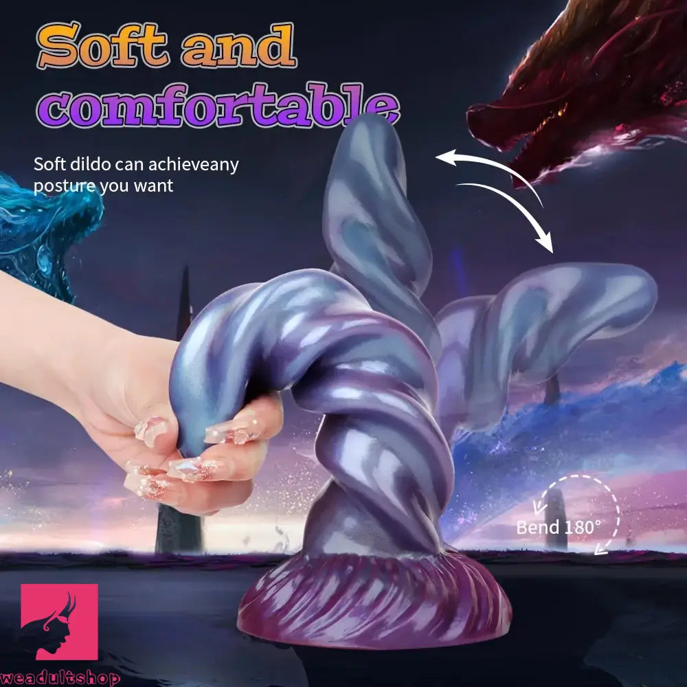 8.26in Fantasy Silicone Dildo Soft Head Spiral Grain For Clitoral Vaginal Cock