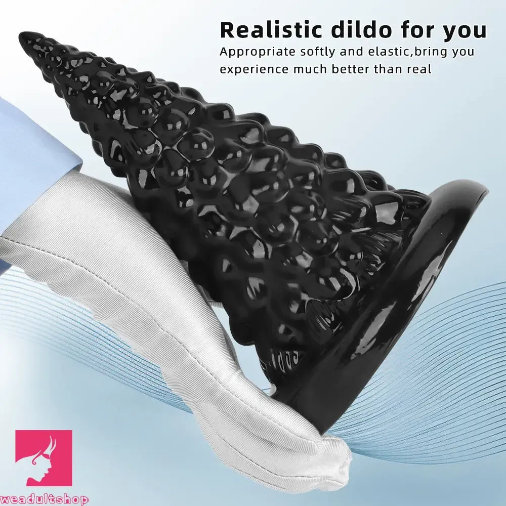 7.87in Black PVC Thick Anal Plug Anal Expansion Suction Cup Clit Dildo