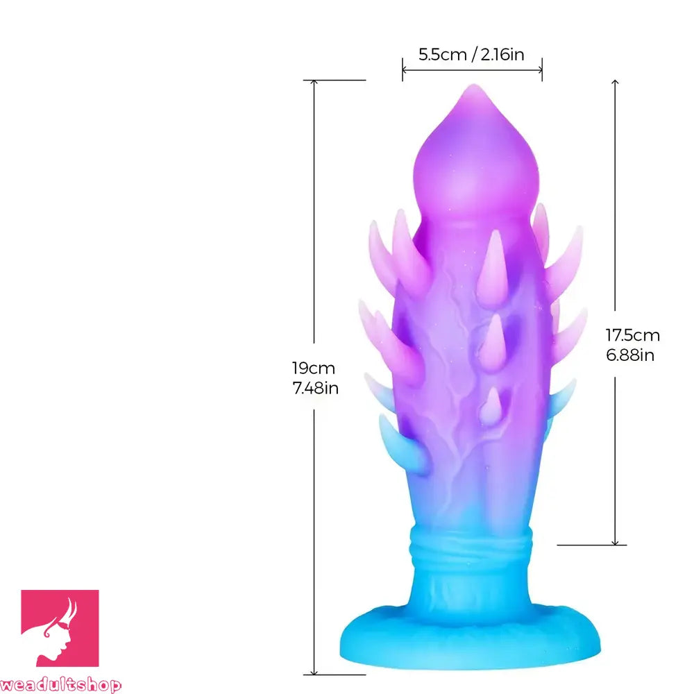 7.48in Alien Monster Liquid Silicone G-Point Anal Spiked Dildo With Barbs
