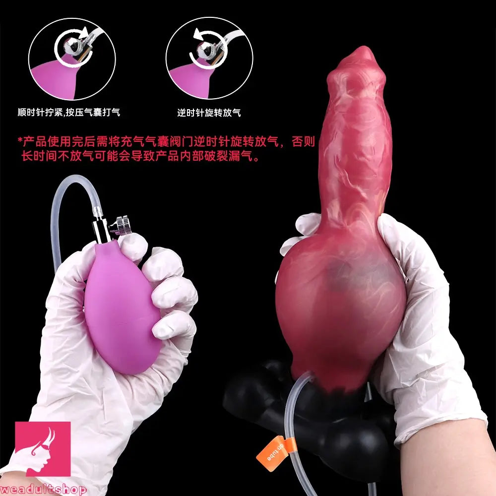 7.24in 9.21in Ejaculating Inflatable Dog Knot Silicone Soft Penis Odd Dildo