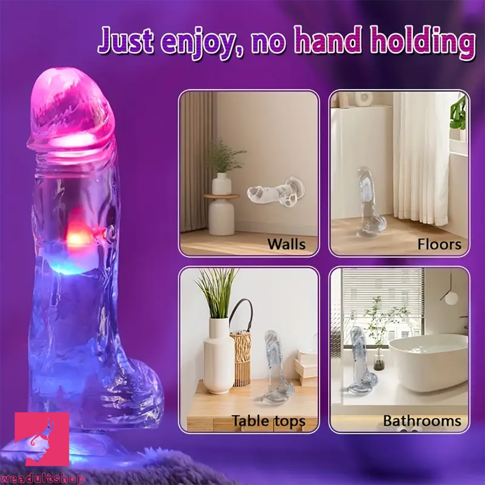 7.48in Luminous Dildo Vibrator With Suction Cup For Women Sex Pleasure