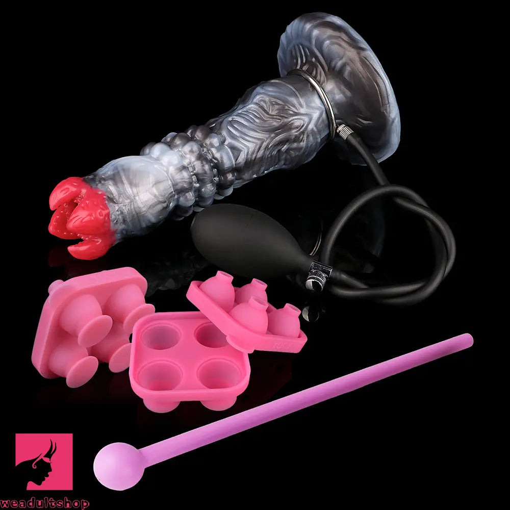 9.88in Ovipositor Egg Laying Inflatable Big Dildo Silicone Penis Texture