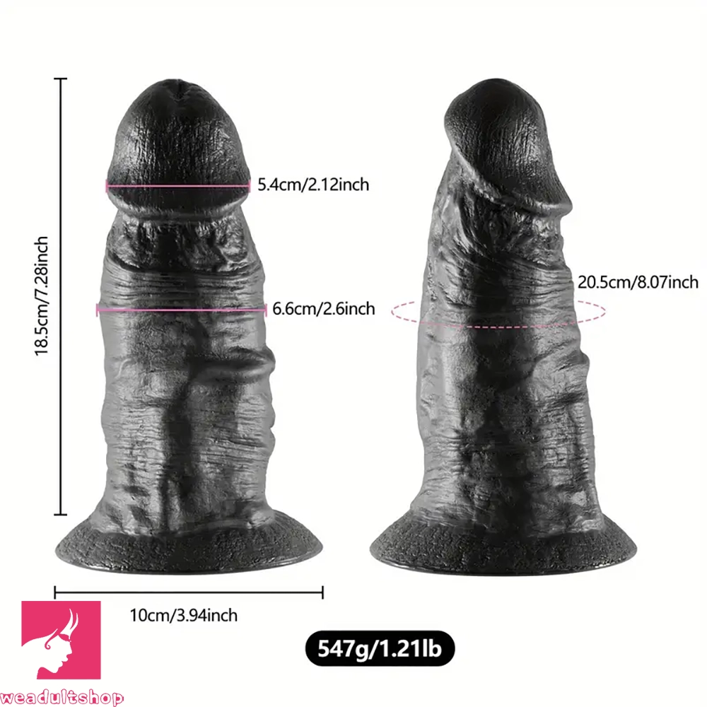 7.28in Real Black Silicone Soft Thick Penis Dildo For Hands-Free Stimulation