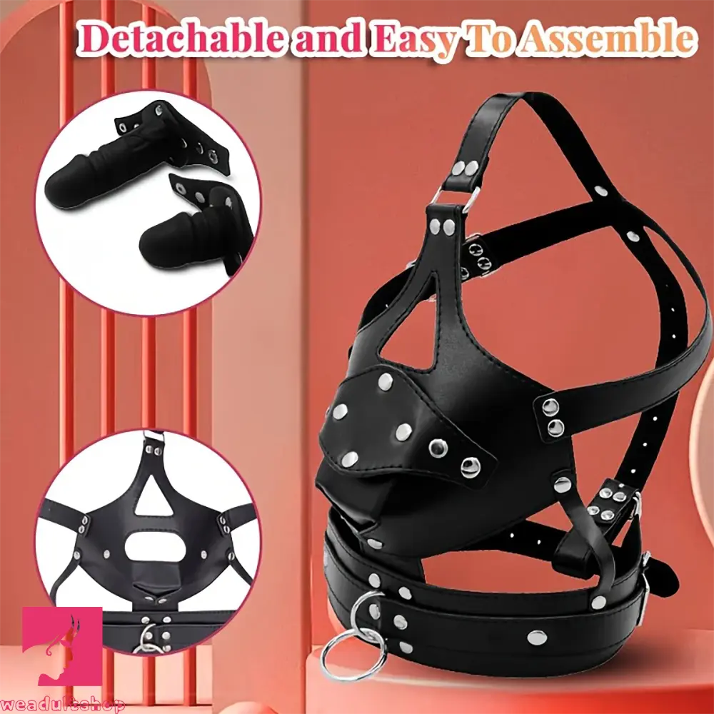 2.26in 3.93in Head-mounted Mouth Gag Face Dildo SM Adult Toy For SM