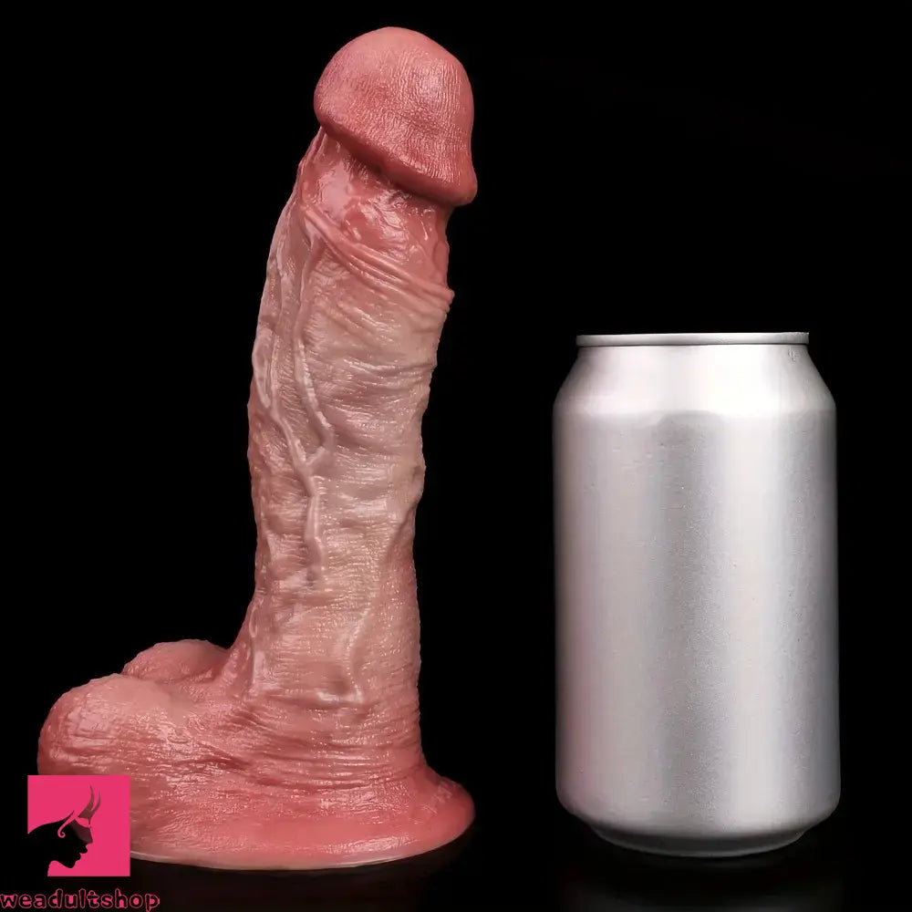 7.48in Realistic Double-layer Silicone Cock Light Beige Texture Dildo