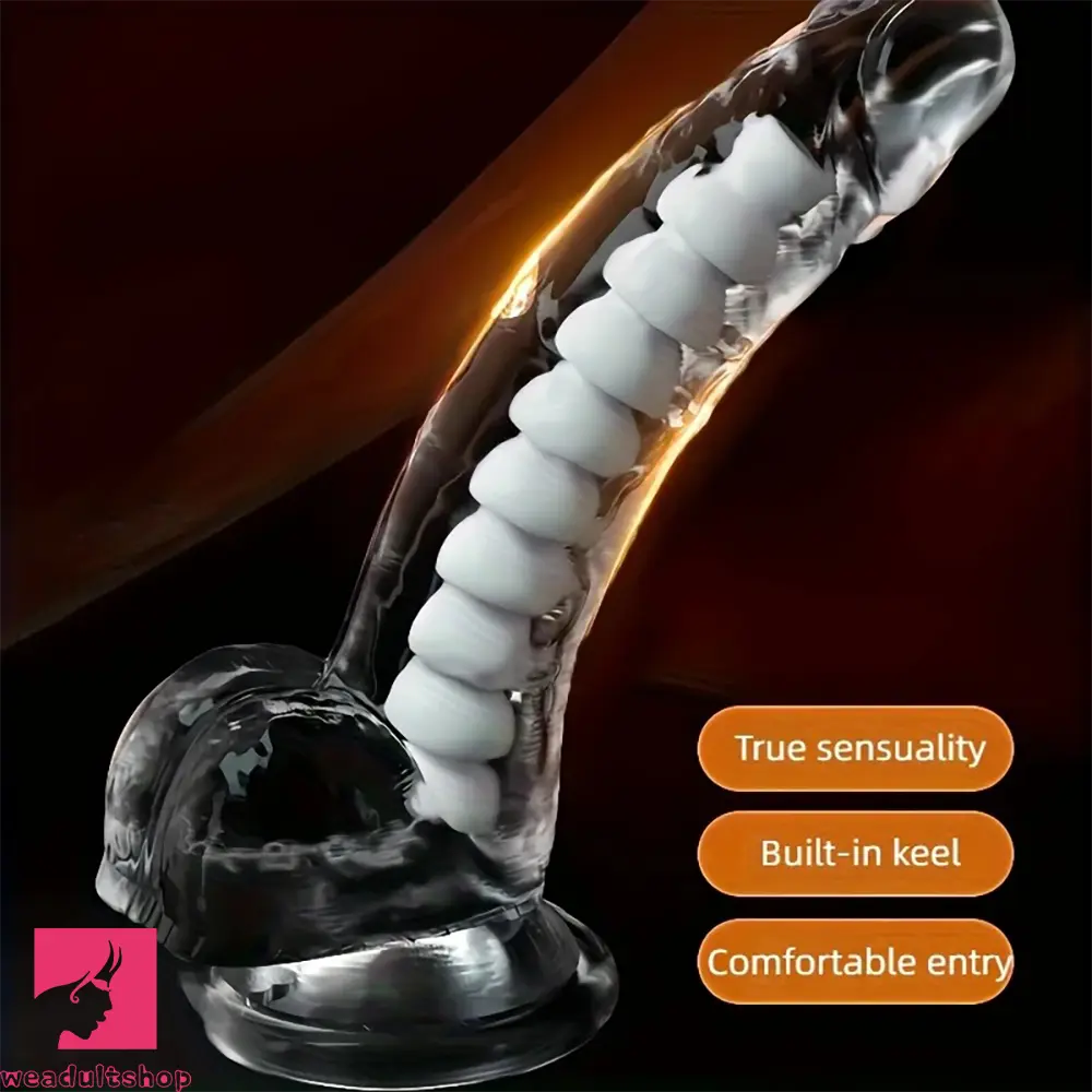 8.46in Dragon Keel TPE Soft Big Curved Realistic Female Dildo For Clit Dilator