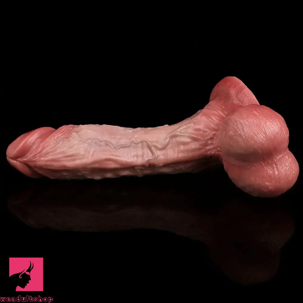 7.44in Double-layer Realistic Liquid Silicone Textured Thick Soft Real Dildo