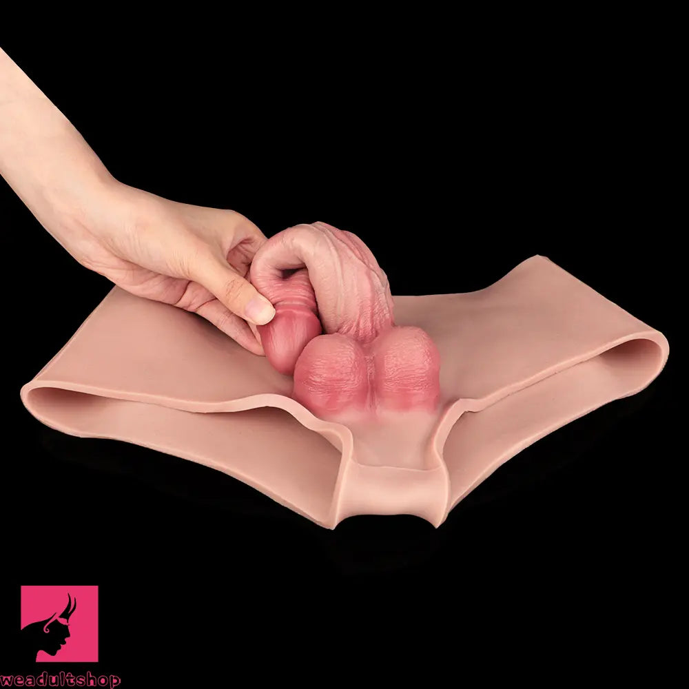 6.77in Hollow Penis Dildo Sleeve Silicone Soft Pants For Women Fucking