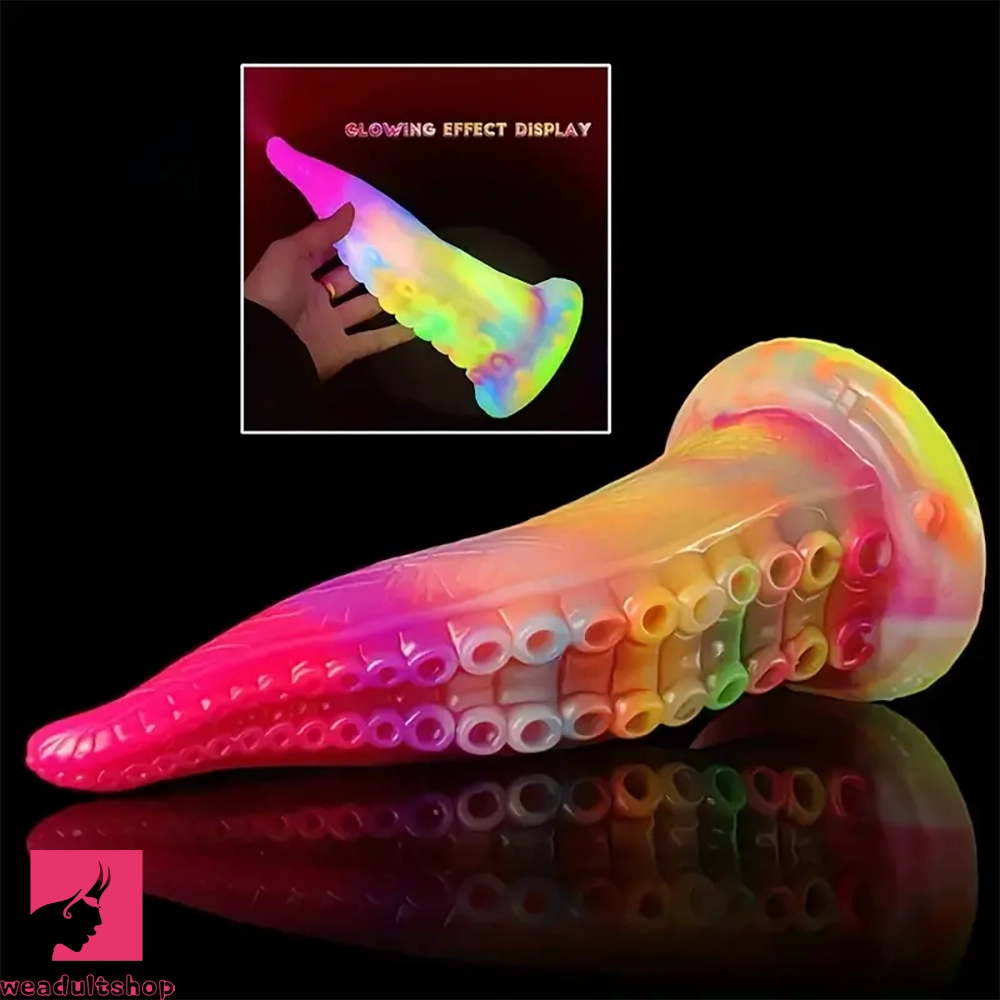 7.28in 9.05in Tentacle Colorful Luminous Silicone Fantasy Cock Dildo