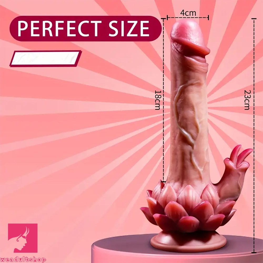 9.06in Realistic Silicone Dildo Vibrator Cock Thrusting Licking Heating