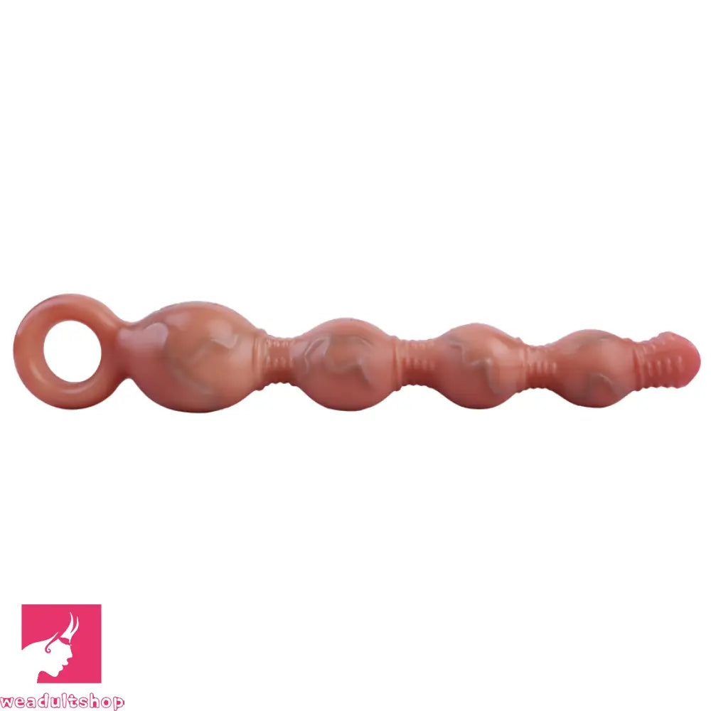 10.5in Big Vibrating Silicone Soft Pulling Beads G Spot Dildo With 3 Motors