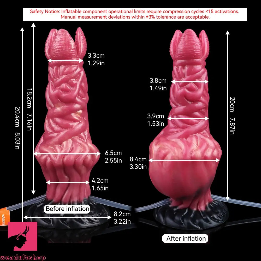 8.03in Ejaculating Inflatable Big Silicone Soft Fantasy Odd Creature Dildo