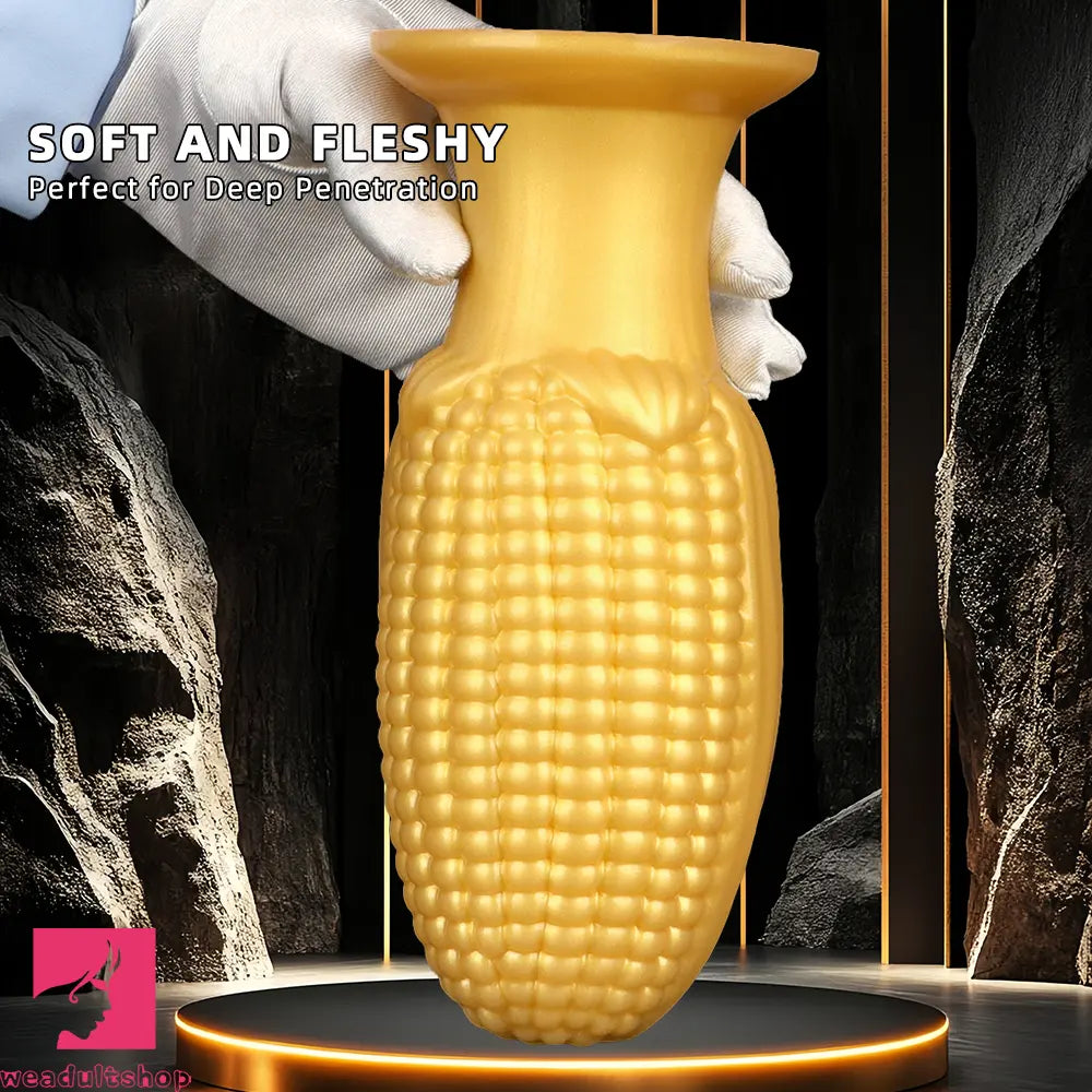 5.9in 6.7in 8.07in Liquid Silicone Thread Granules Soft Corn Gold Cock Dildo