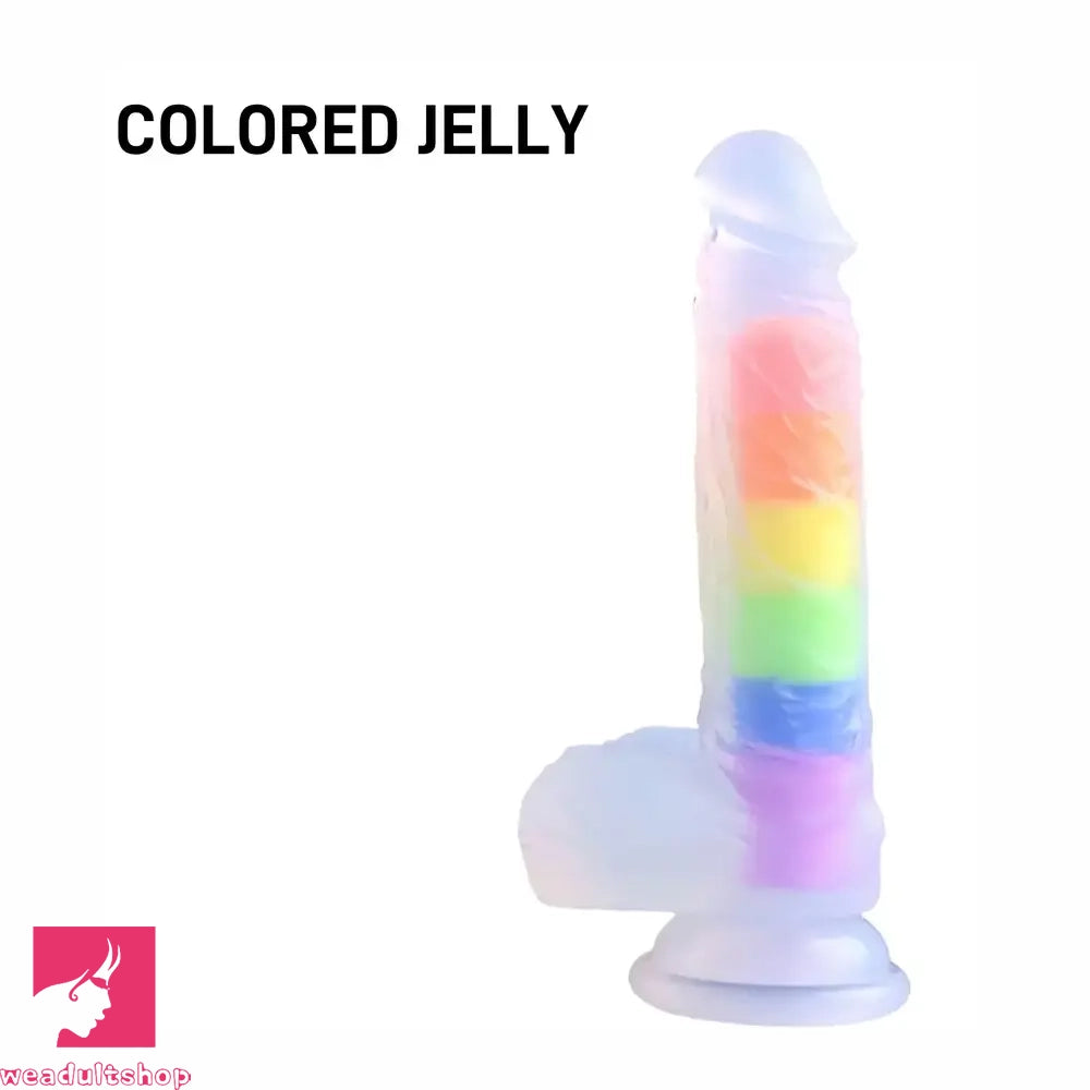 8.46in Silicone Rainbow Soft Realistic Big Crystal Clear Jelly Pleasure Dildo